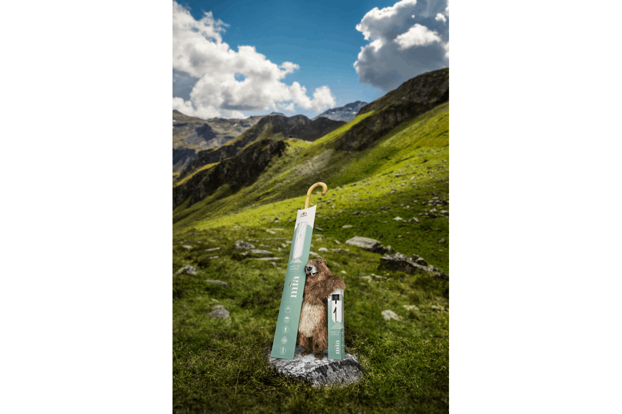 <p>The 'Mia' line made in Austria includes four models: the two compact Innsbruck and Salzburg pocket umbrellas, the Vienna long umbrella with wooden handle and the Graz long umbrella.</p>